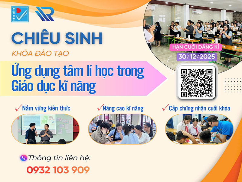 Chiêu sinh lớp Ứng dụng tâm lí học trong GDKN